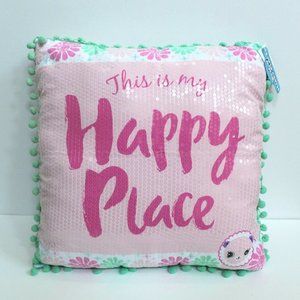 Shopkins Happy Places Sequins Pompom Trim Pillow Pink